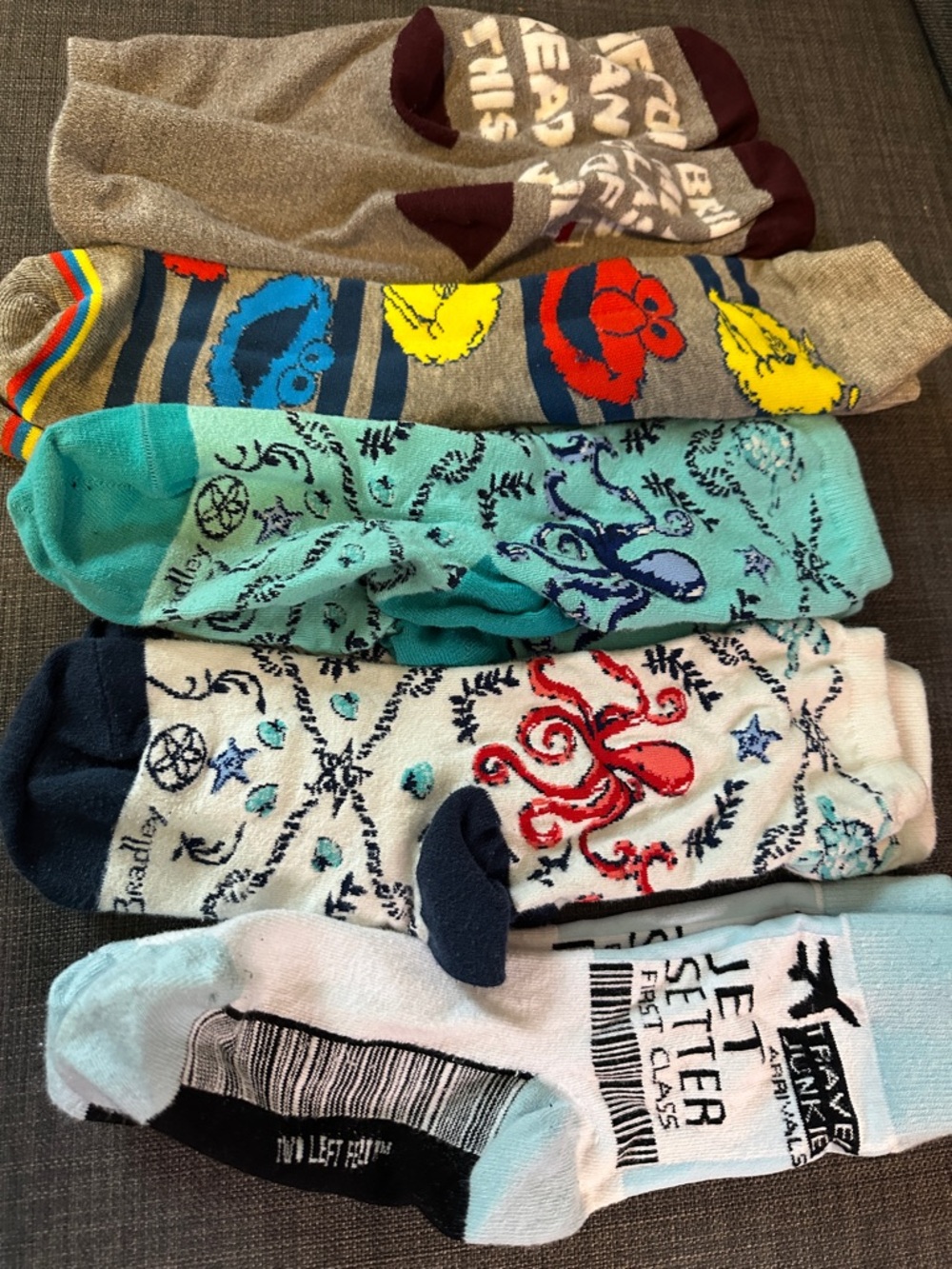 FINAL MARKDOWN Women's Assorted Patterned Crew Socks - Teal, White, Gray, Navy